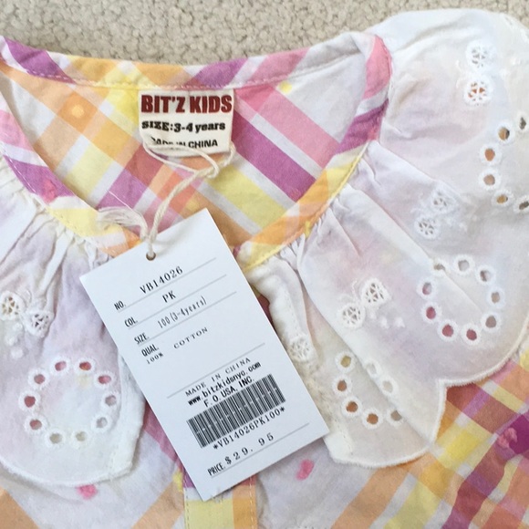 Girls Bit’z Kids Plaid Lace Blouse NWT 3-4 - Picture 3 of 4